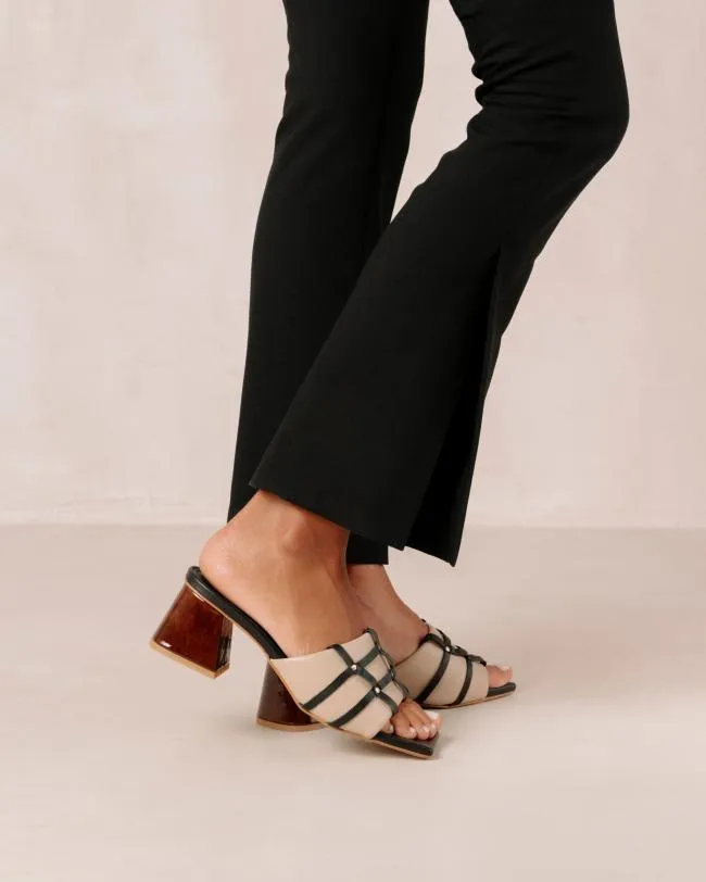 ALOHAS Mules Diorite 8211 Black And Beige Leather Sandals 8211 Women