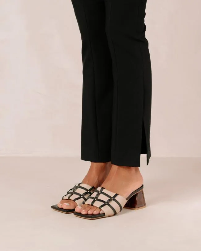 ALOHAS Mules Diorite 8211 Black And Beige Leather Sandals 8211 Women