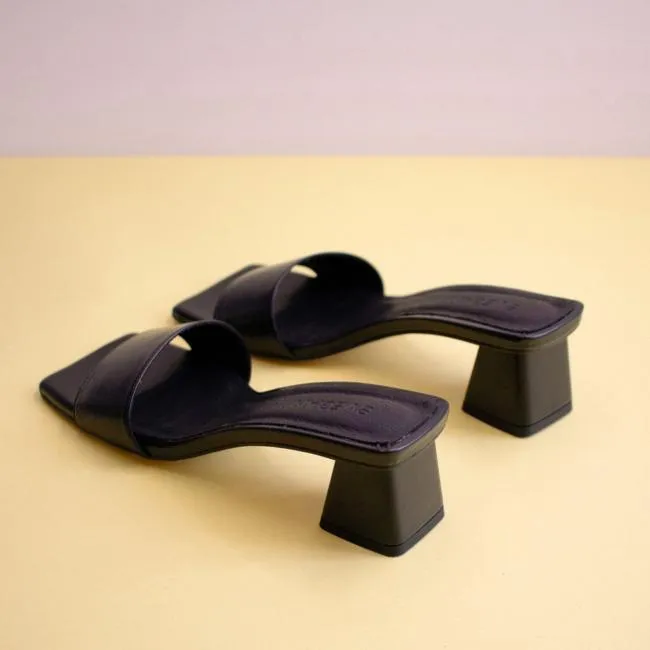 ALOHAS Mules Squared 8211 Black Vegan Leather Sandals 8211 Women