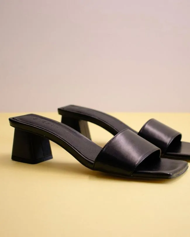 ALOHAS Mules Squared 8211 Black Vegan Leather Sandals 8211 Women
