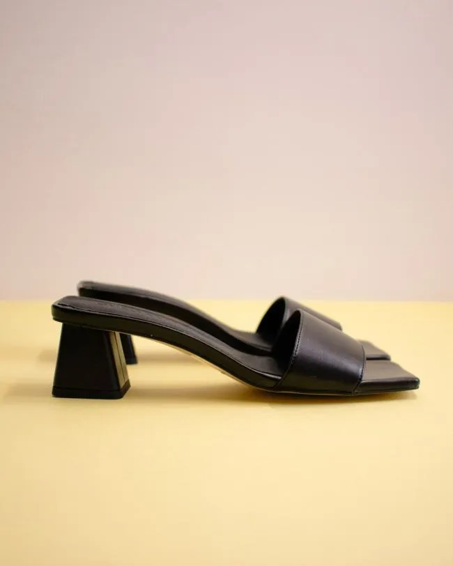 ALOHAS Mules Squared 8211 Black Vegan Leather Sandals 8211 Women