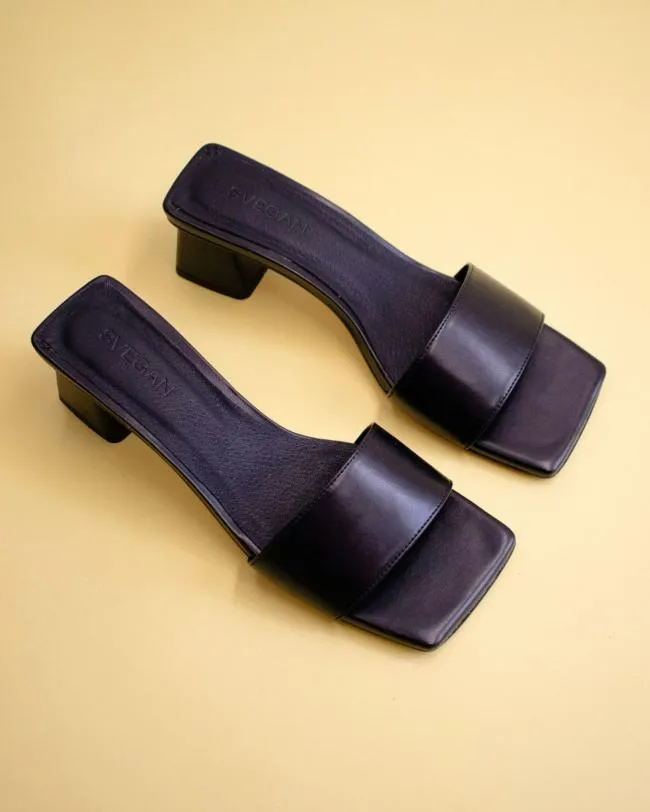 ALOHAS Mules Squared 8211 Black Vegan Leather Sandals 8211 Women