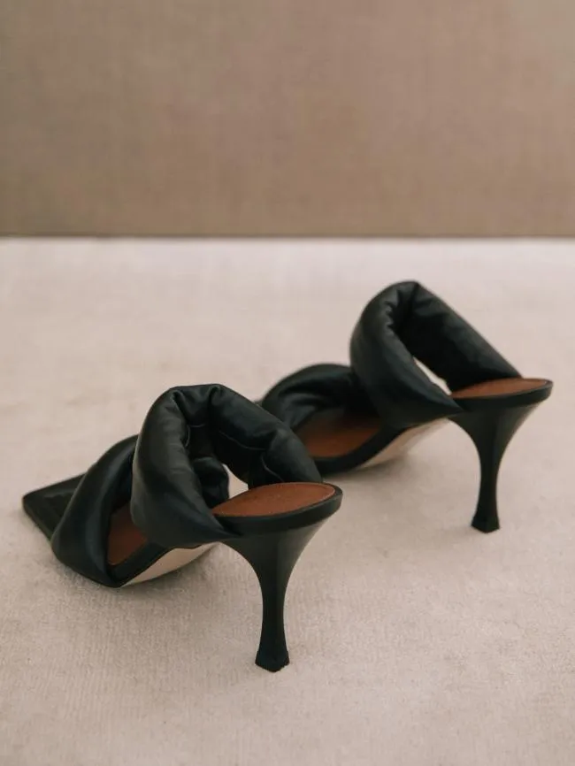 ALOHAS Mules Twist Strap 8211 Black Leather Sandals 8211 Women