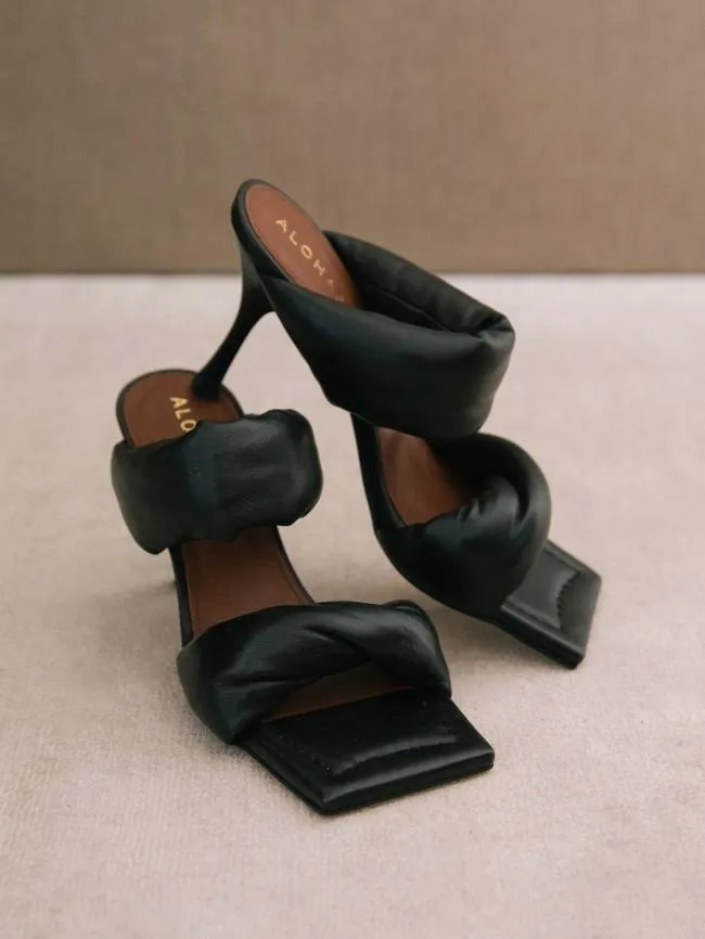 ALOHAS Mules Twist Strap 8211 Black Leather Sandals 8211 Women