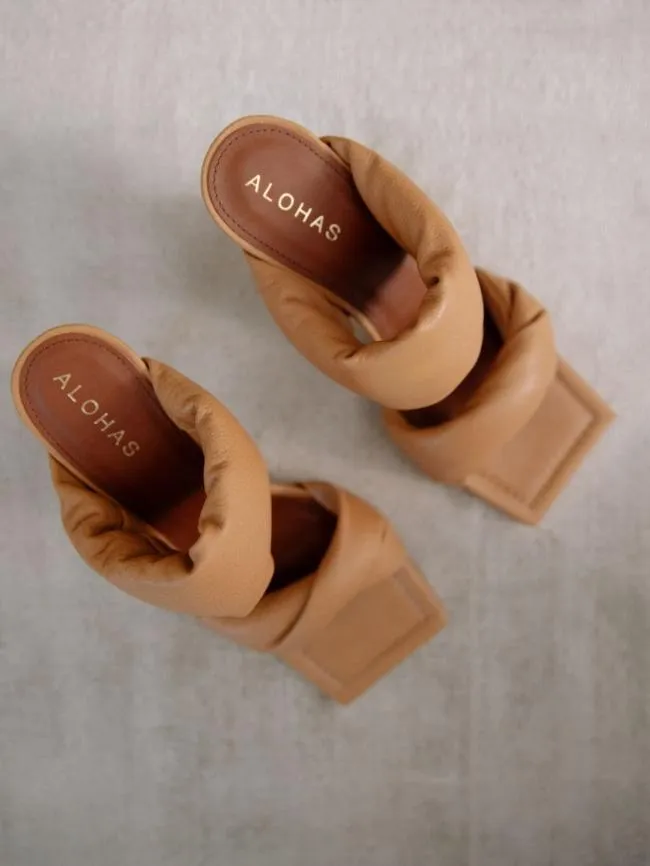 ALOHAS Mules Twist Strap 8211 Brown Leather Mules 8211 Women