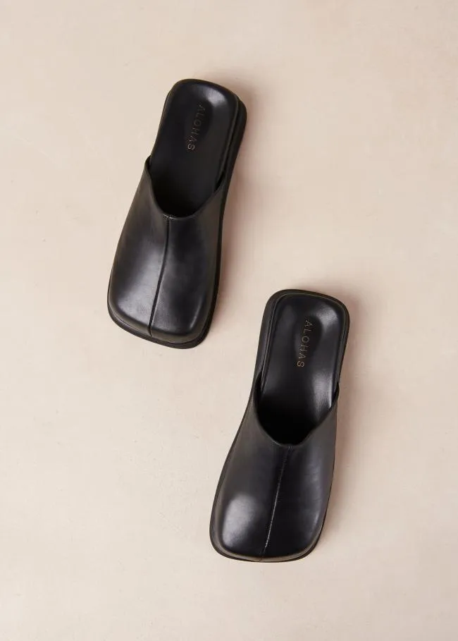 ALOHAS Mules Whiz 8211 Black Leather Mules 8211 Women
