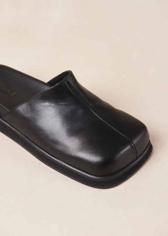 ALOHAS Mules Whiz 8211 Black Leather Mules 8211 Women