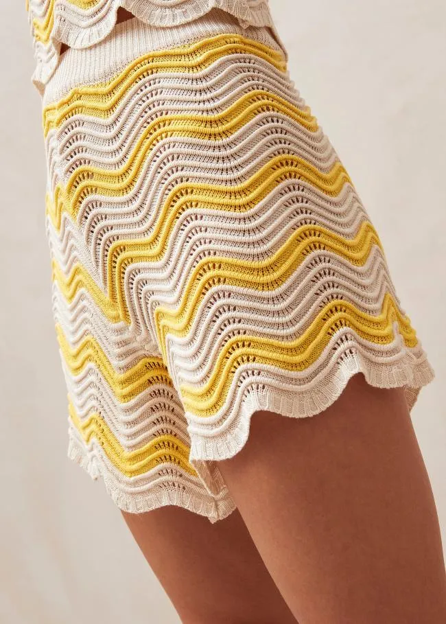 ALOHAS Shorts Etna 8211 Yellow and Cream Knit Shorts 8211 Women
