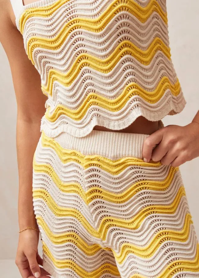 ALOHAS Shorts Etna 8211 Yellow and Cream Knit Shorts 8211 Women