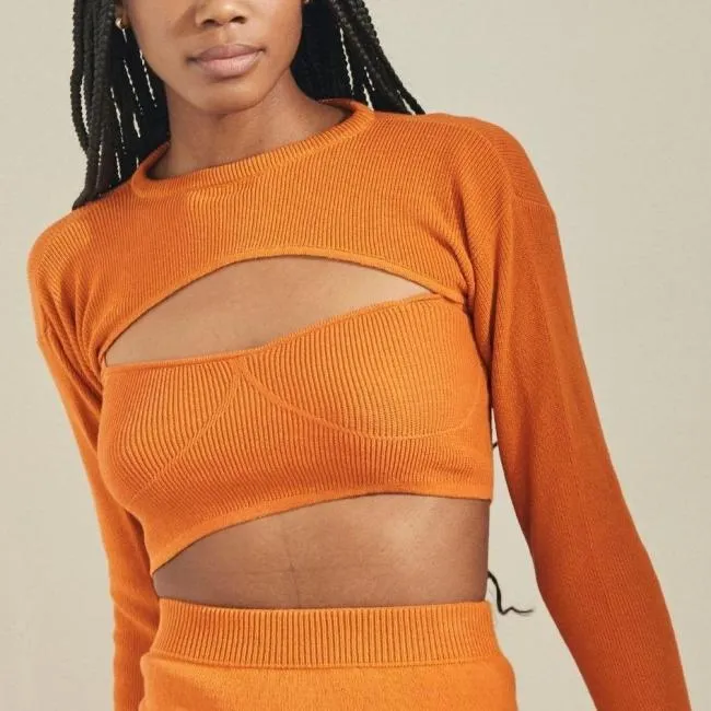 ALOHAS Tops Hustle 8211 Orange Knit Top 8211 Women