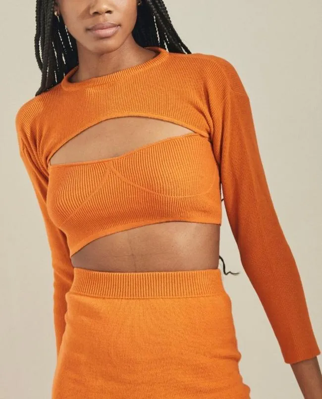 ALOHAS Tops Hustle 8211 Orange Knit Top 8211 Women