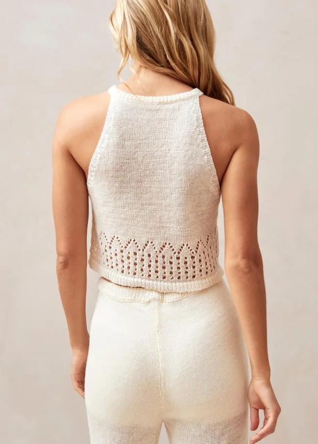 ALOHAS Tops Praiano 8211 White Crochet Top 8211 Women