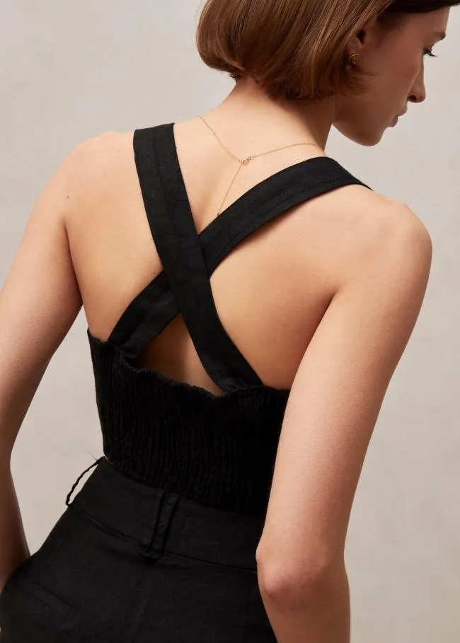 ALOHAS Tops Rai 8211 Black Linen Top 8211 Women