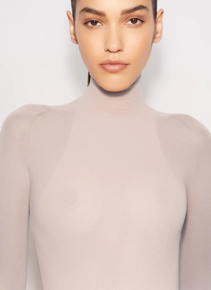 Apricot Fitted Body In Fine Knit Women Alaa Bodysuits and Leggings