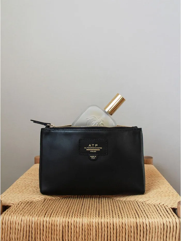 ATP Atelier Beauty Bags Solaio Black Leather Beauty Bag Black 8211 Women