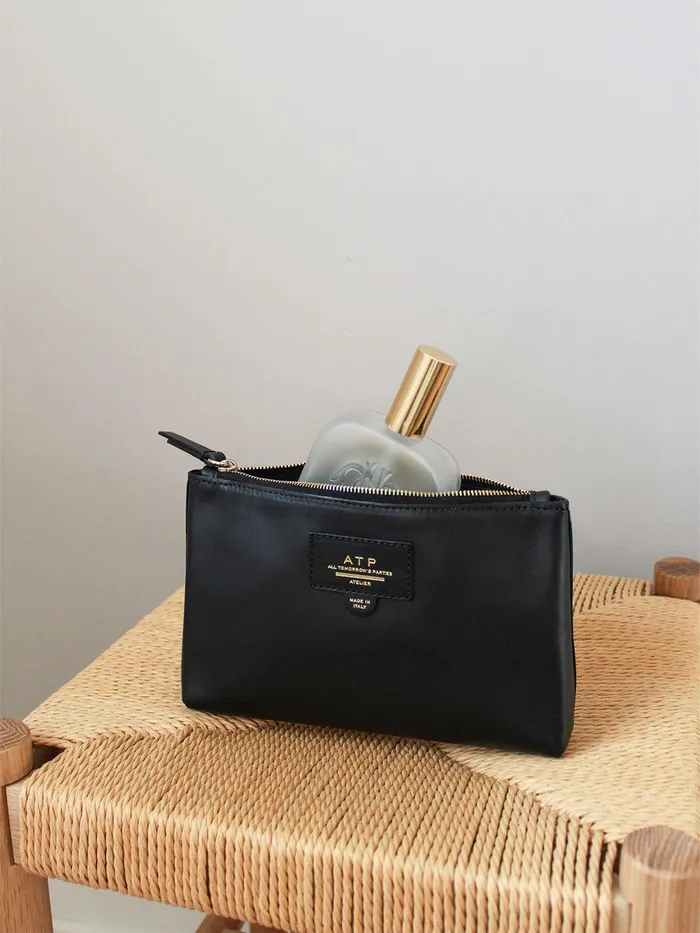 ATP Atelier Beauty Bags Solaio Black Leather Beauty Bag Black 8211 Women
