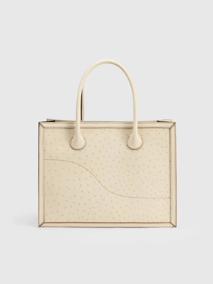 ATP Atelier Handbags Montefalcione Linen Printed Ostrich Book Bag Linen 8211 Women