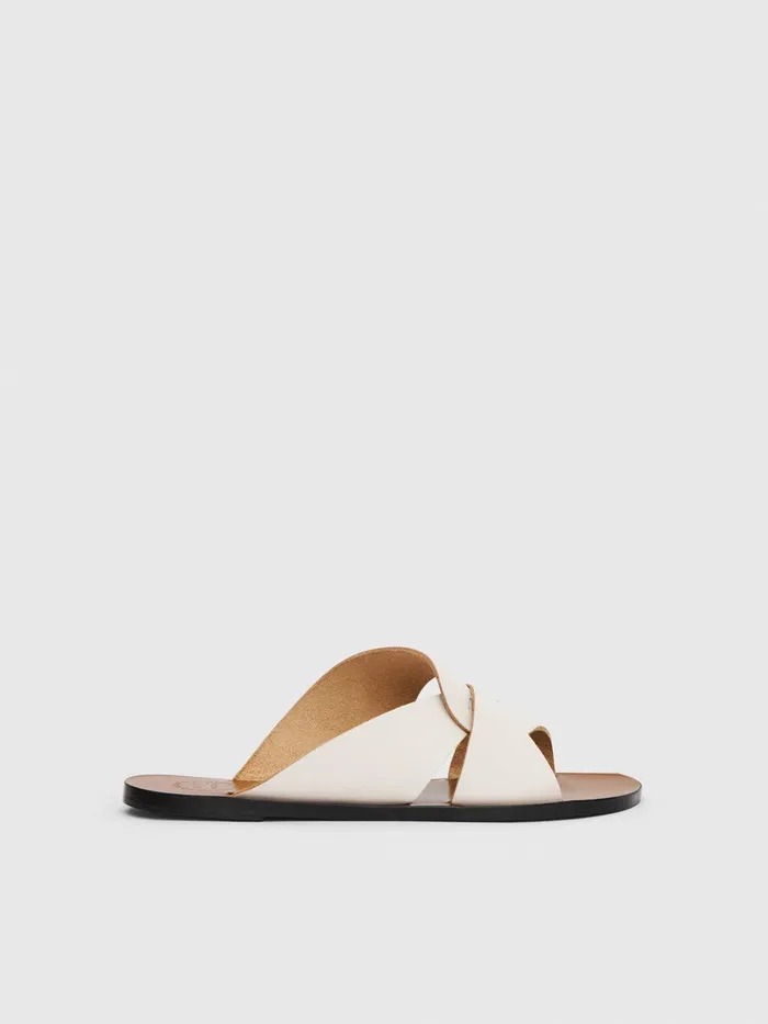 ATP Atelier Sandals Allai Linen Leather Flat Sandals Linen 8211 Women