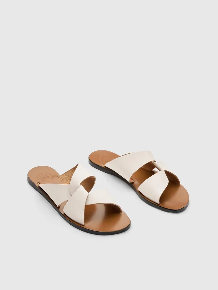 ATP Atelier Sandals Allai Linen Leather Flat Sandals Linen 8211 Women