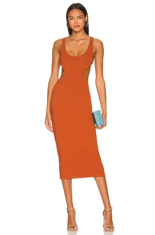 Aydin Midi Dress Rust Women Lovers and Friends Dresses