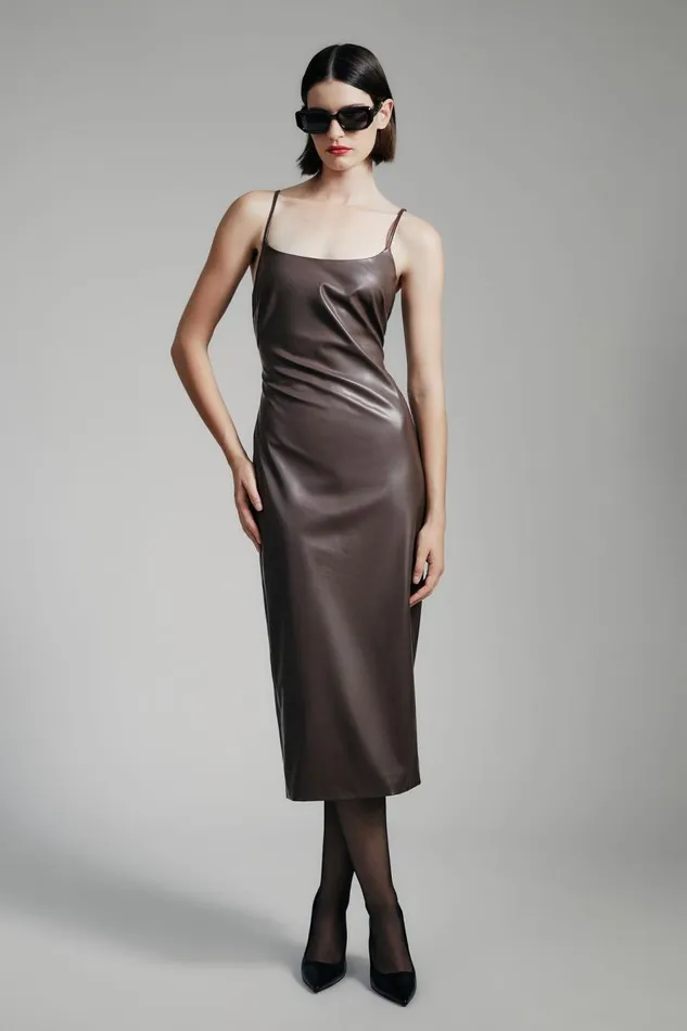 Bardot Day To Night Dresses Helena Vegan Leather Dress In Chocolate 8211 Women Bardot Day To Night Dresses Helena Vegan Leather Dress In Chocolate 8211 Women