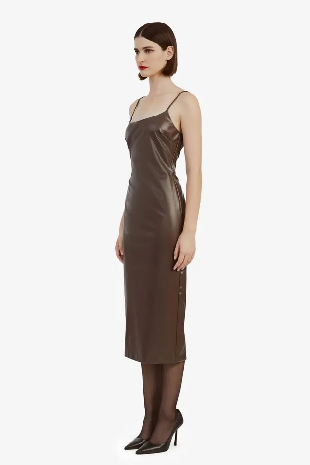 Bardot Day To Night Dresses Helena Vegan Leather Dress In Chocolate 8211 Women Bardot Day To Night Dresses Helena Vegan Leather Dress In Chocolate 8211 Women