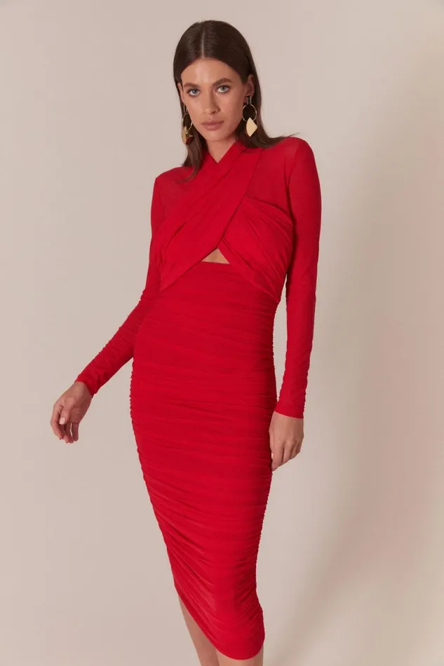 Bardot Party Dresses Aliyah Dress In Fire Red 8211 Women