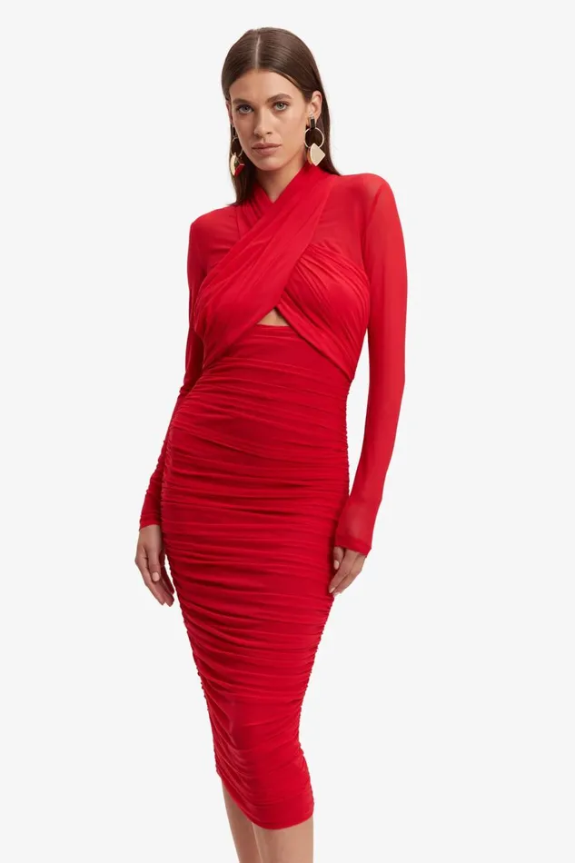 Bardot Party Dresses Aliyah Dress In Fire Red 8211 Women Bardot Party Dresses Aliyah Dress In Fire Red 8211 Women