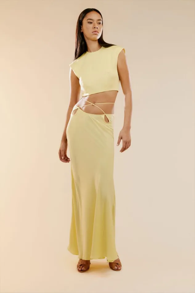 Bardot Party Tops Anya Satin Top In Canary Ylw 8211 Women
