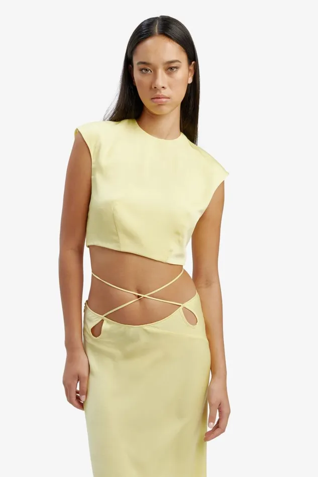 Bardot Party Tops Anya Satin Top In Canary Ylw 8211 Women Bardot Party Tops Anya Satin Top In Canary Ylw 8211 Women