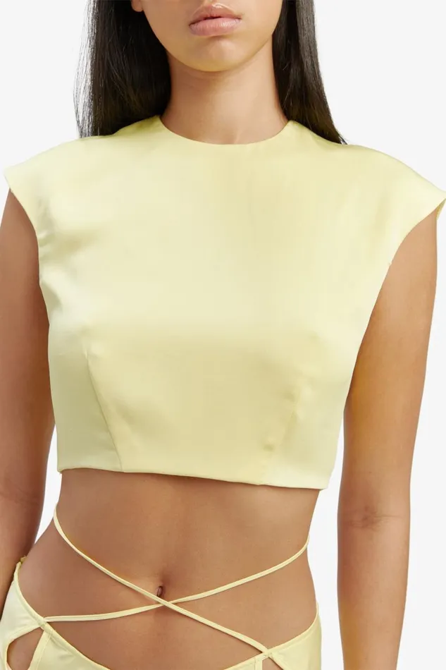 Bardot Party Tops Anya Satin Top In Canary Ylw 8211 Women Bardot Party Tops Anya Satin Top In Canary Ylw 8211 Women