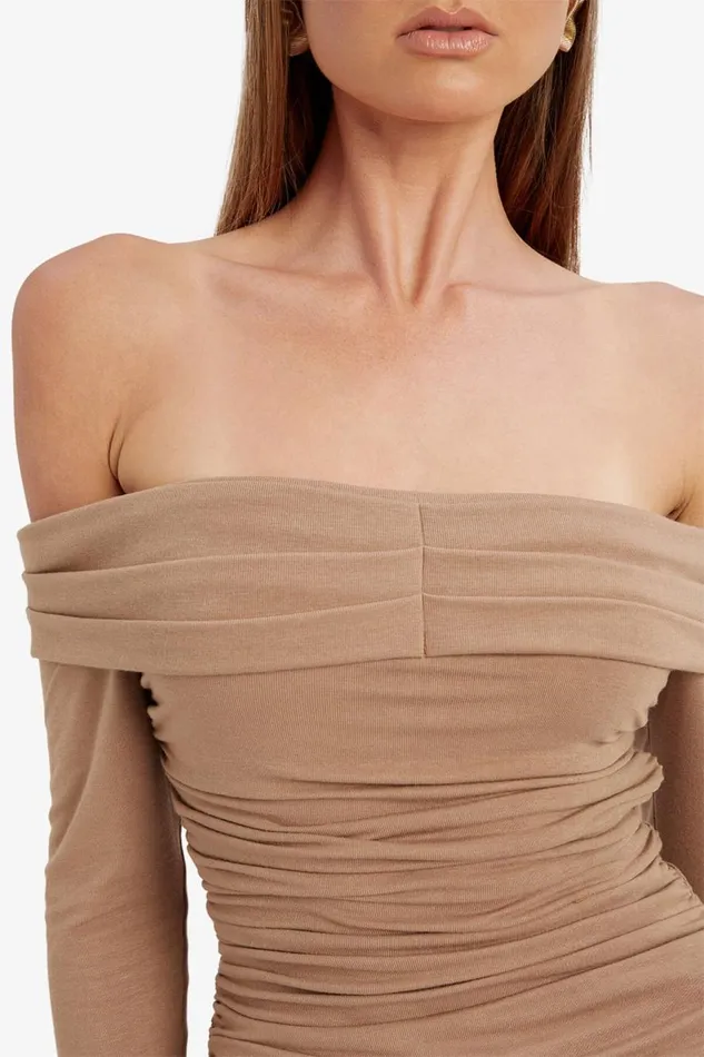Bardot Party Tops Elsa Off The Shoudler Top In Taupe 8211 Women Bardot Party Tops Elsa Off The Shoudler Top In Taupe 8211 Women