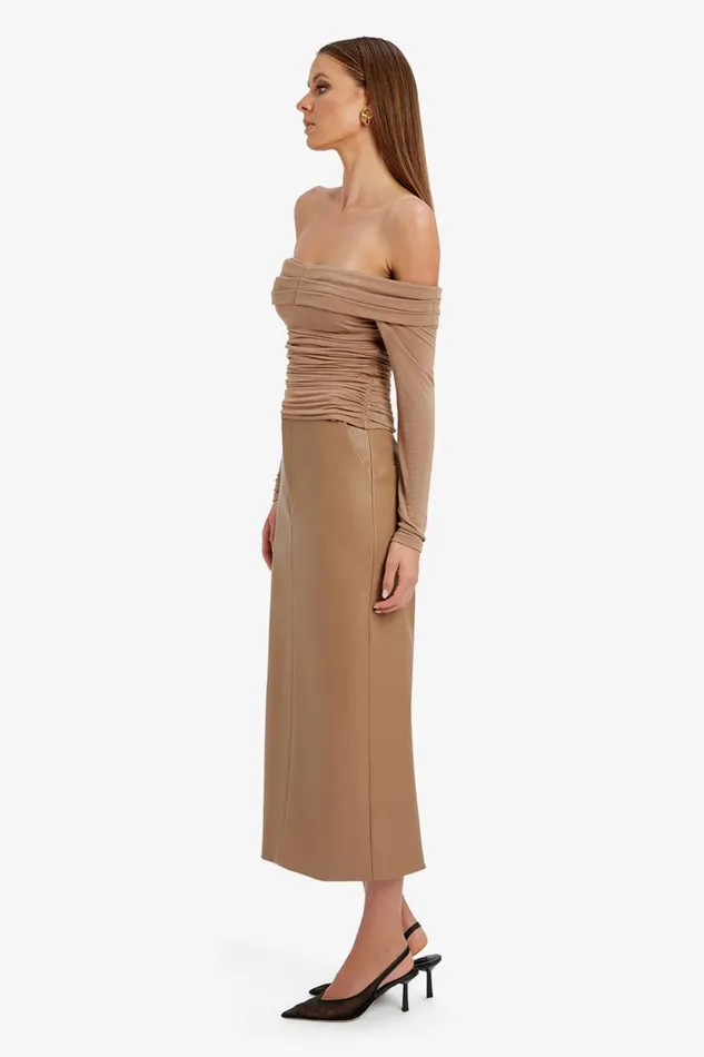 Bardot Party Tops Elsa Off The Shoudler Top In Taupe 8211 Women Bardot Party Tops Elsa Off The Shoudler Top In Taupe 8211 Women