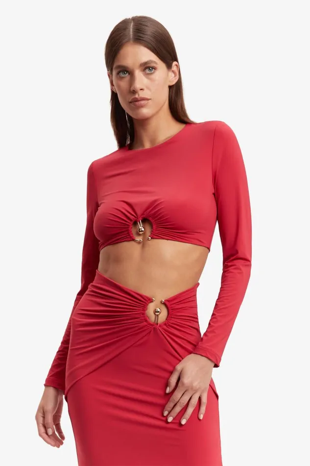 Bardot Party Tops Neve Long Sleeve Knit Top In Deep Red 8211 Women Bardot Party Tops Neve Long Sleeve Knit Top In Deep Red 8211 Women