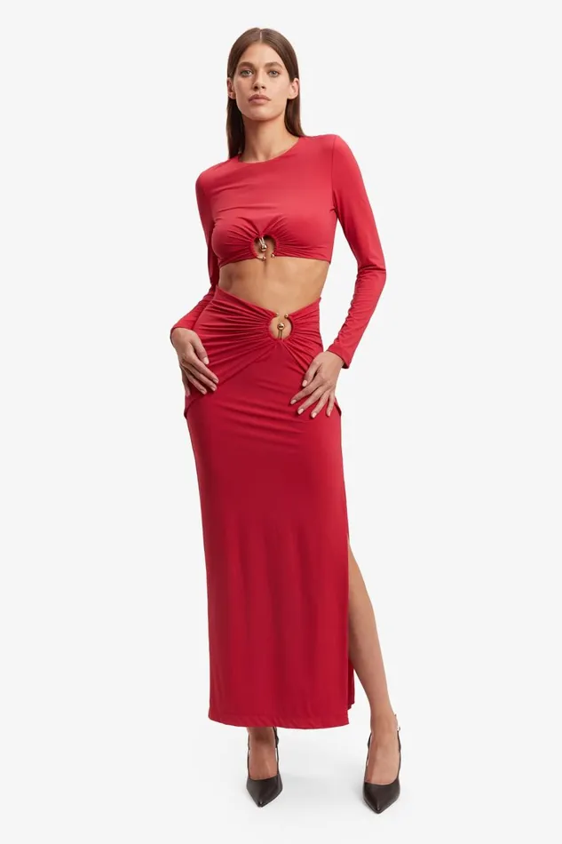 Bardot Party Tops Neve Long Sleeve Knit Top In Deep Red 8211 Women Bardot Party Tops Neve Long Sleeve Knit Top In Deep Red 8211 Women