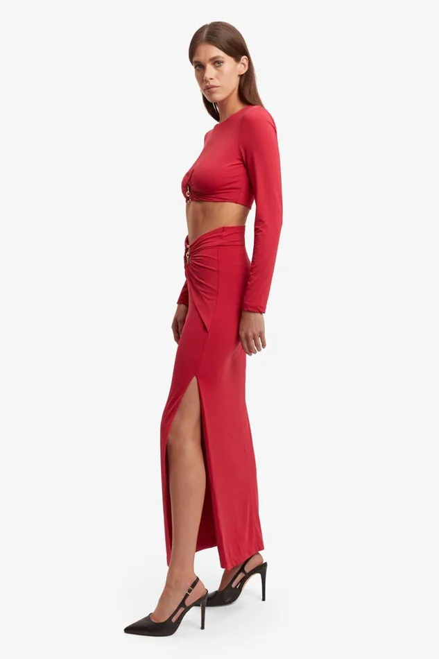 Bardot Party Tops Neve Long Sleeve Knit Top In Deep Red 8211 Women Bardot Party Tops Neve Long Sleeve Knit Top In Deep Red 8211 Women