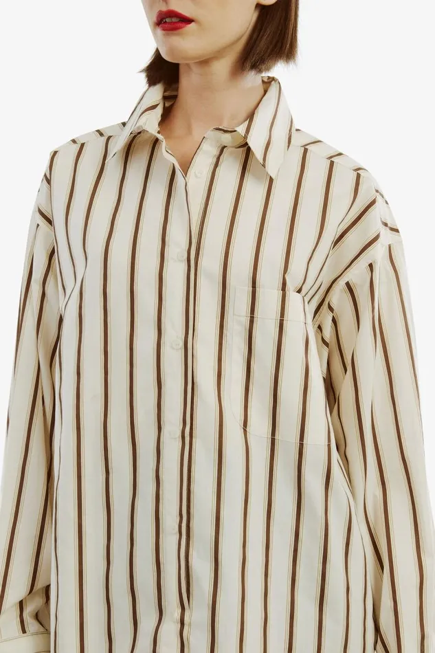 Bardot Shirts and Blouses Striped Oversized Shirt In Oatmeal 8211 Women Bardot Shirts and Blouses Striped Oversized Shirt In Oatmeal 8211 Women