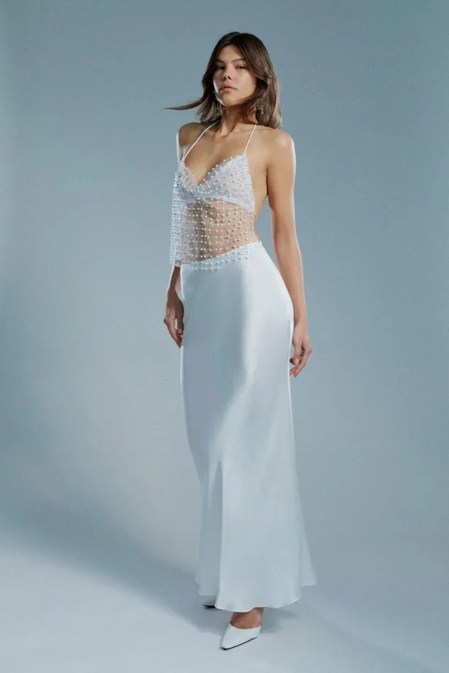 Bardot Skirts Isadore Satin Maxi Skirt In Orchid White 8211 Women
