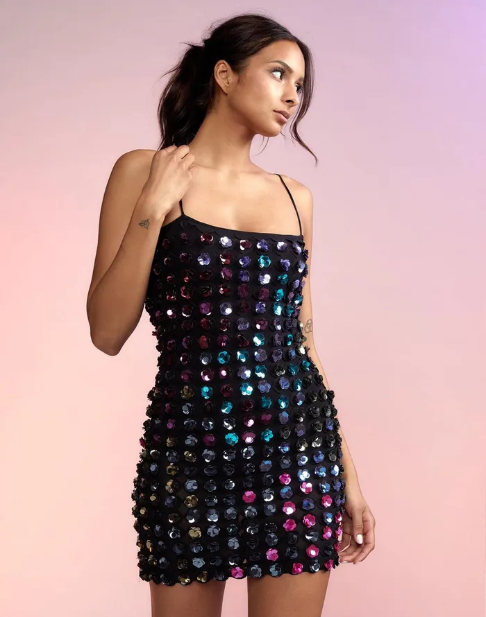 Bella Sequin Applique Dress 8211 Blkmt Women Cynthia Rowley Dresses