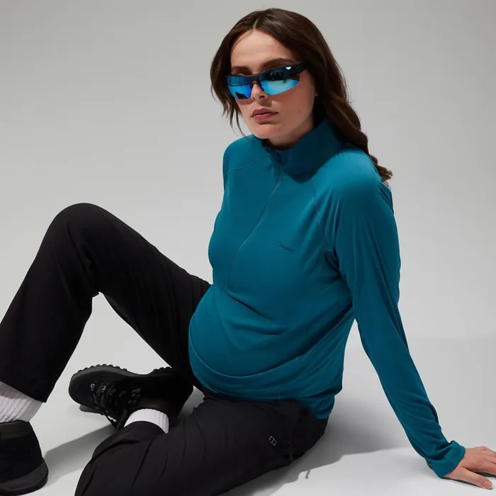 Berghaus TShirts 247 Half Zip Maternity Long Sleeve Tech Tee 8211 Turquoise 8211 Women
