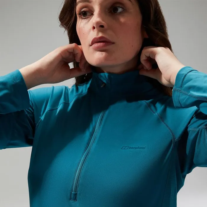 Berghaus TShirts 247 Half Zip Maternity Long Sleeve Tech Tee 8211 Turquoise 8211 Women