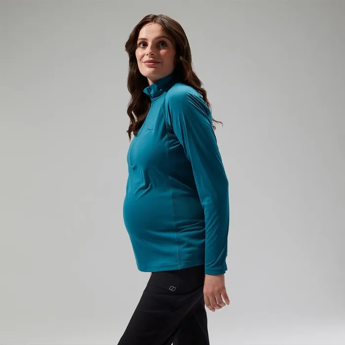 Berghaus TShirts 247 Half Zip Maternity Long Sleeve Tech Tee 8211 Turquoise 8211 Women