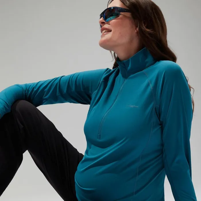 Berghaus TShirts 247 Half Zip Maternity Long Sleeve Tech Tee 8211 Turquoise 8211 Women