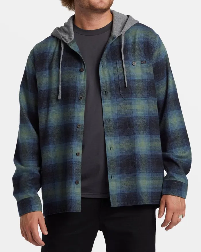 Billabong Hoodies and Fleece Baja Hooded Long Sleeve Flannel Shirt Fern 8211 Men Billabong Hoodies and Fleece Baja Hooded Long Sleeve Flannel Shirt Fern 8211 Men