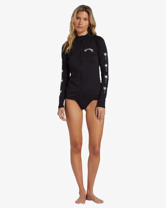 Billabong Rashguards and Bodysuits Core Long Sleeve Zip Front Surf Tee Black 8211 Women Billabong Rashguards and Bodysuits Core Long Sleeve Zip Front Surf Tee Black 8211 Women