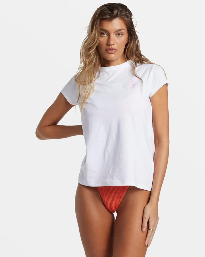 Billabong Rashguards and Bodysuits Core Sunday Short Sleeve Surf Tee White 8211 Women Billabong Rashguards and Bodysuits Core Sunday Short Sleeve Surf Tee White 8211 Women