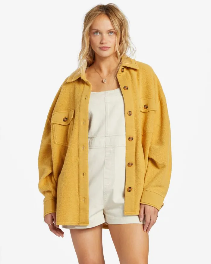 Billabong Sweatshirts and Fleece Anytime Shacket Oversized ButtonThrough Jacket Wild Honey 8211 Women Billabong Sweatshirts and Fleece Anytime Shacket Oversized ButtonThrough Jacket Wild Honey 8211 Women
