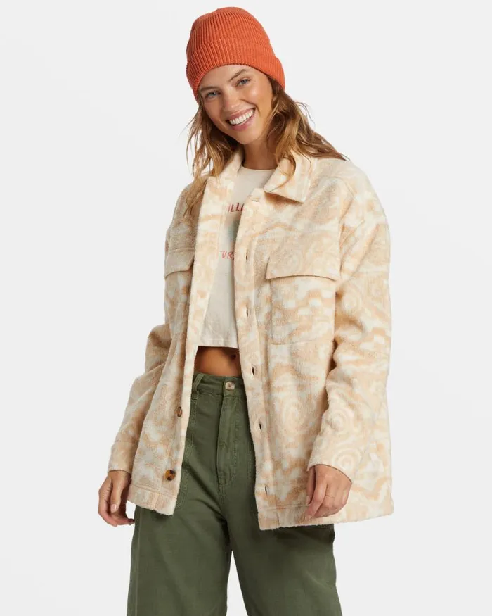 Billabong Sweatshirts and Fleece Happy Camper Shacket Button Sweater Wet Sand 8211 Women Billabong Sweatshirts and Fleece Happy Camper Shacket Button Sweater Wet Sand 8211 Women