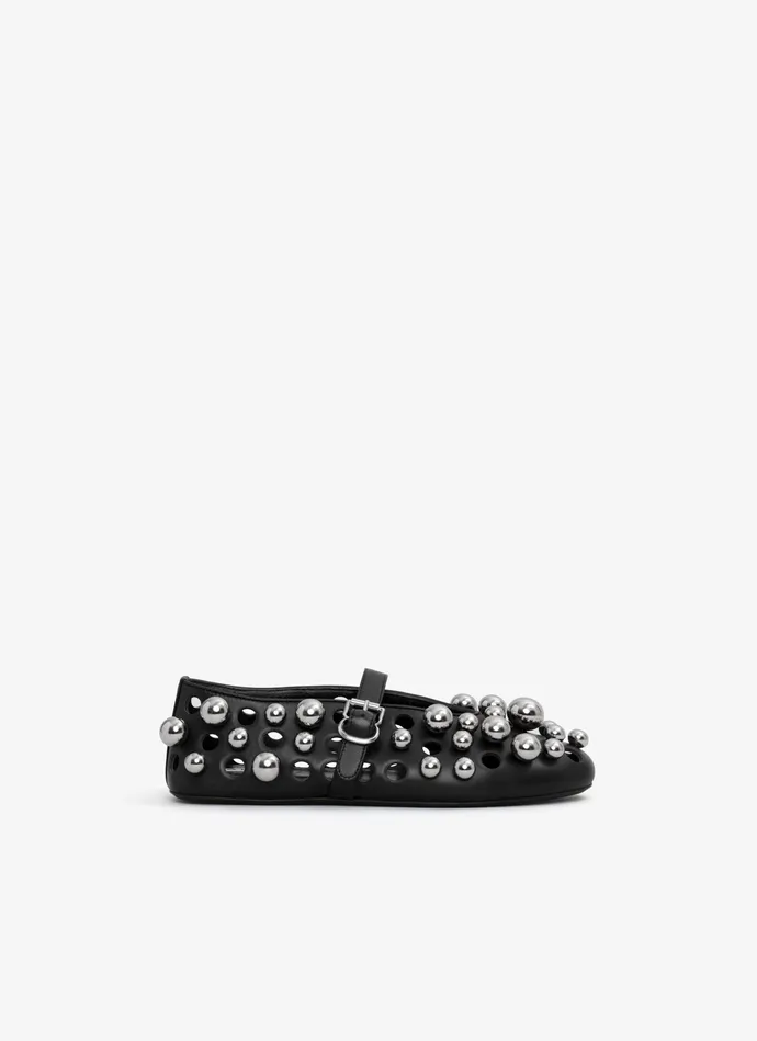 Black BALLET FLATS WITH SPHERES ON LAMBSKIN Women Alaa La Ballerine