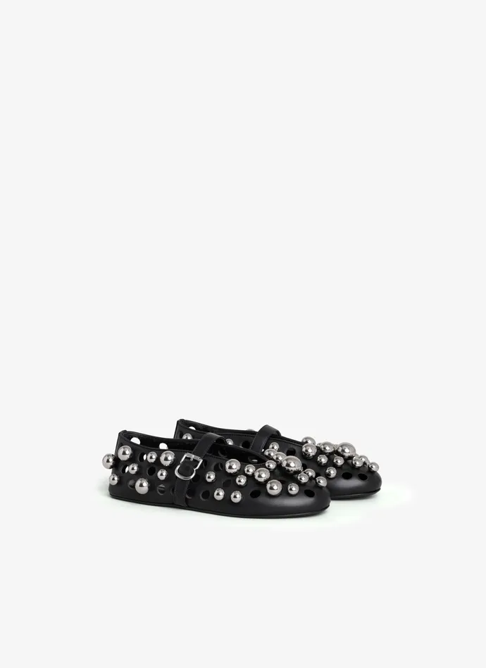 Black BALLET FLATS WITH SPHERES ON LAMBSKIN Women Alaa La Ballerine